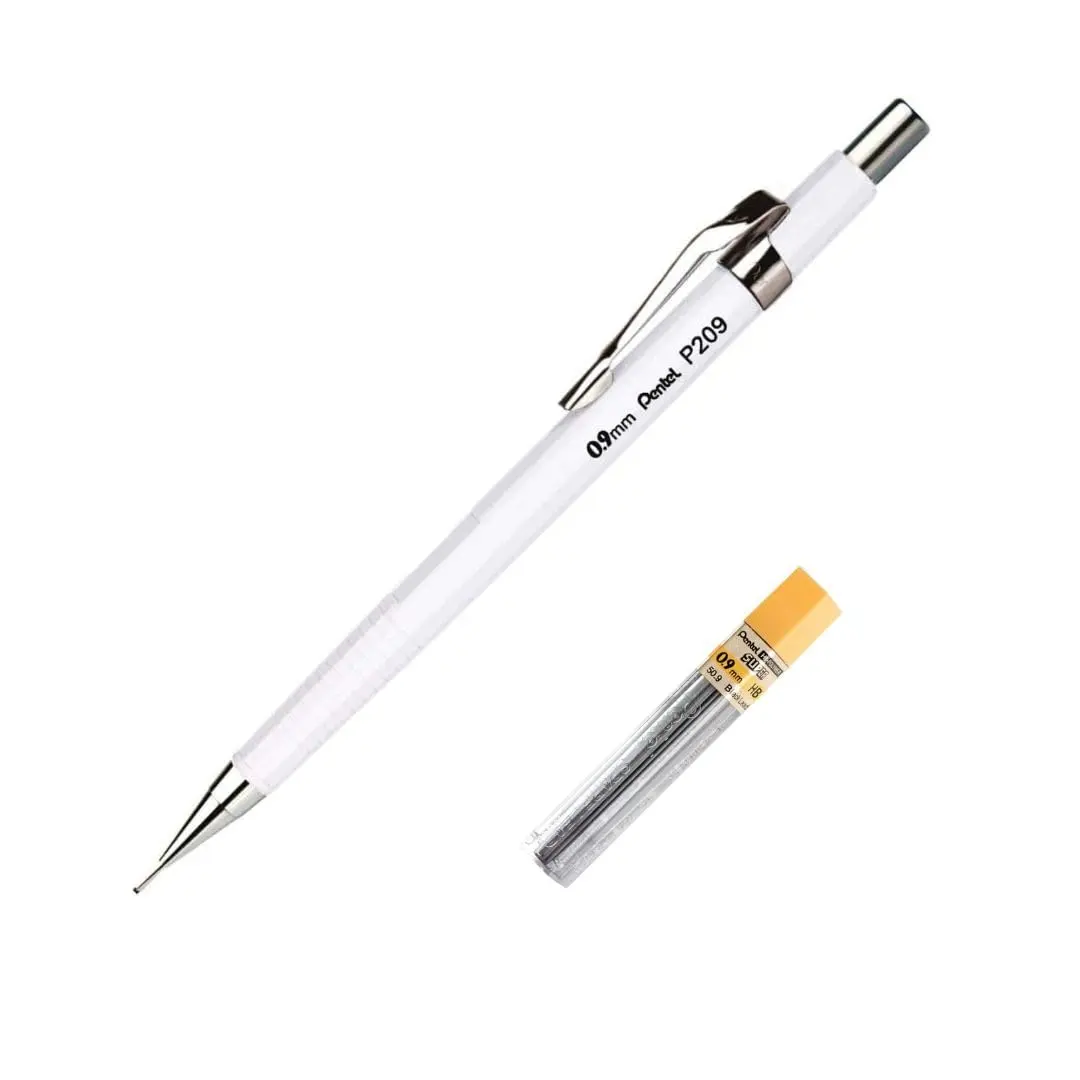 Pentel Lapiseira 0.9mm Branca + Grafite SM/P209-WM