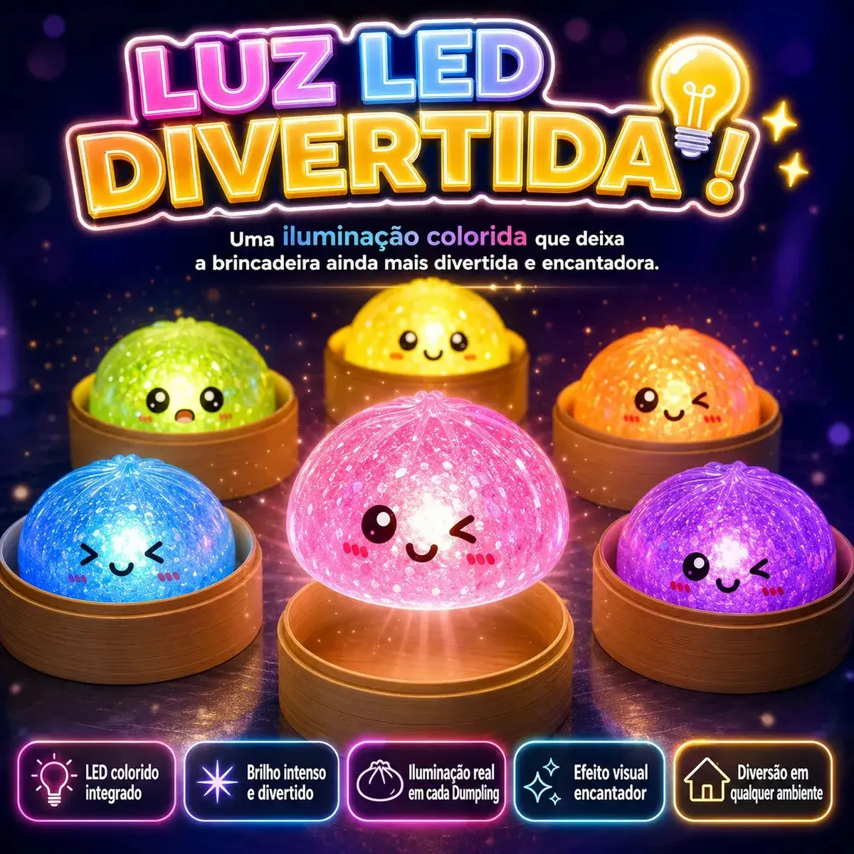 Brinquedo de Apertar Sensorial com Luz LED Popsy Pisca Pisca Com Bolinha Orbeez thumbnail 2
