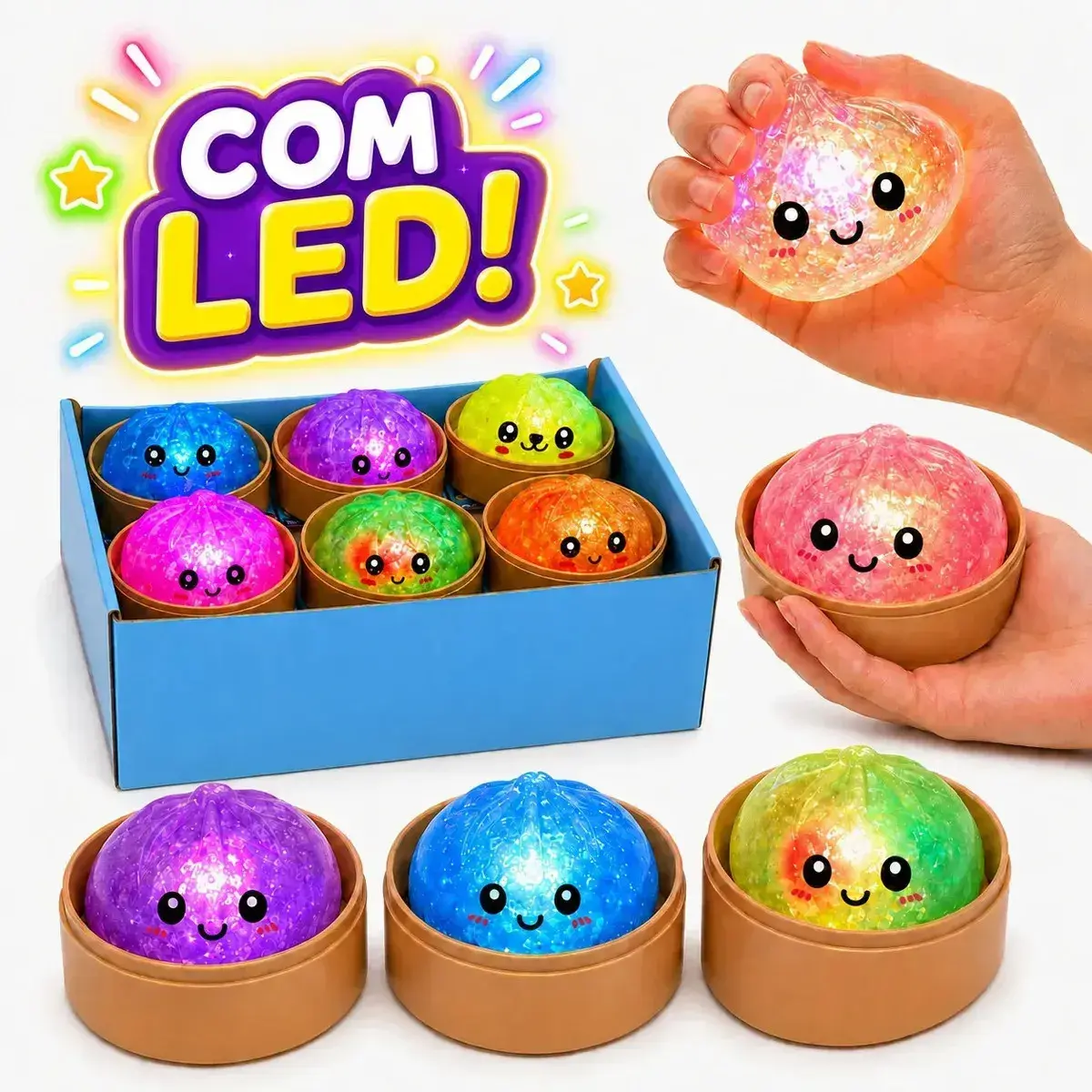 Brinquedo de Apertar Sensorial com Luz LED Popsy Pisca Pisca Com Bolinha Orbeez thumbnail 6