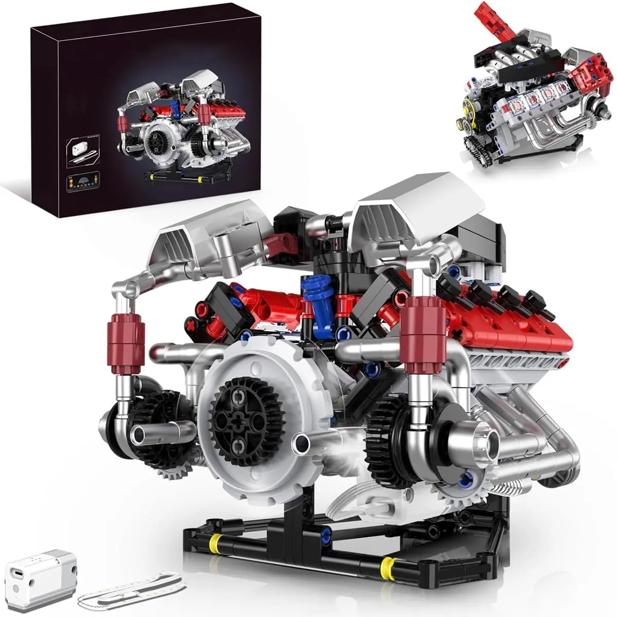 Brastoy Blocos Montar Construção de Motor V8 Modelo STEM Brinquedos Infantil e Adulto Controle Via App (700 Peças)