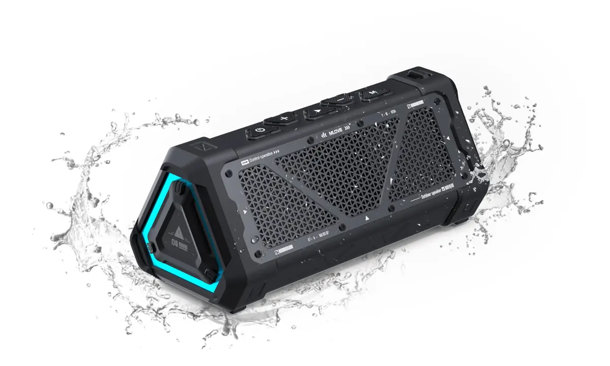MLOVE P3 Alto-falante Bluetooth Portátil IPX7 à Prova d'água, 40W Bass, Bluetooth 5.3, Emparelhamento estéreo sem fio, TWS, Suporte Micro SD, USB-C Charing, Preto - 1