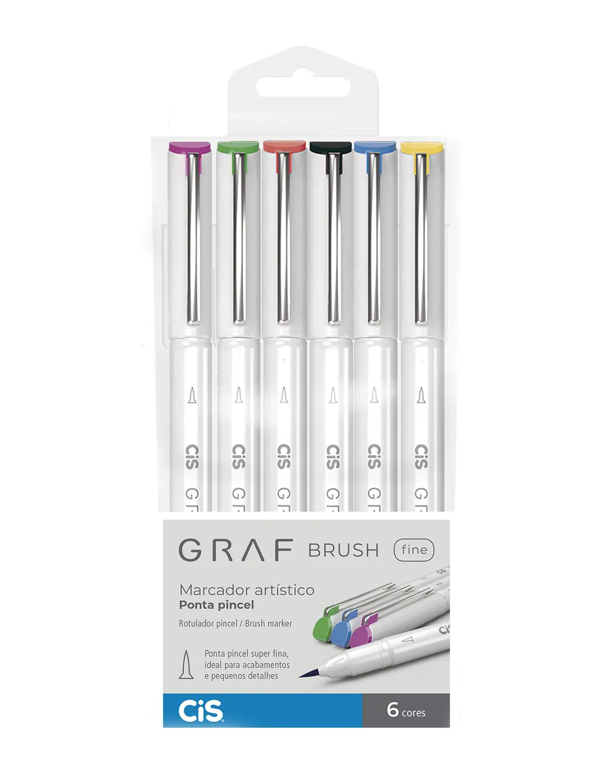 Marcador Artístico Ponta Pincel, CiS, Graf Brush Fine, 59.9500, 6 Cores - 1