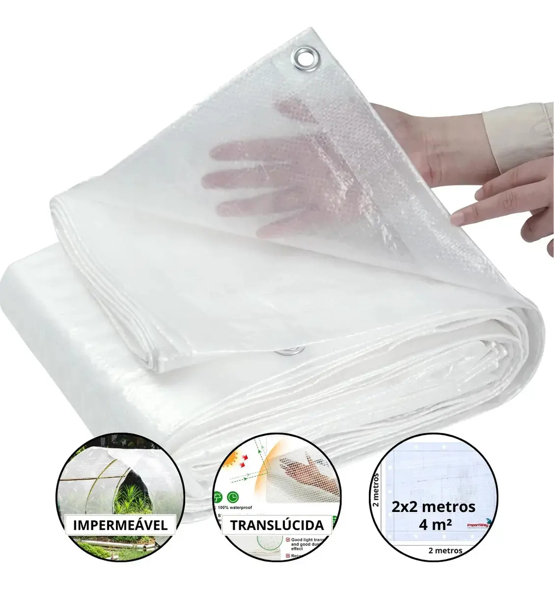Lona Impermeável Plástica Transparente 2x2 Metros 100 Micras