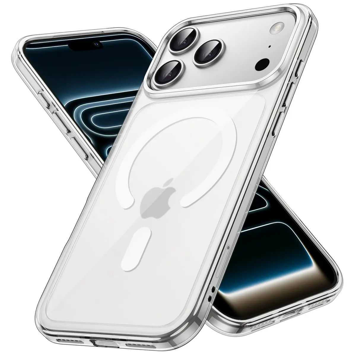 JETech Capa Magnética para iPhone 17 Pro Max, Claro | Compatível com MagSafe, Case Bumper À Prova de Choque para Celular, Resistente a Riscos, Parte Traseira Transparente