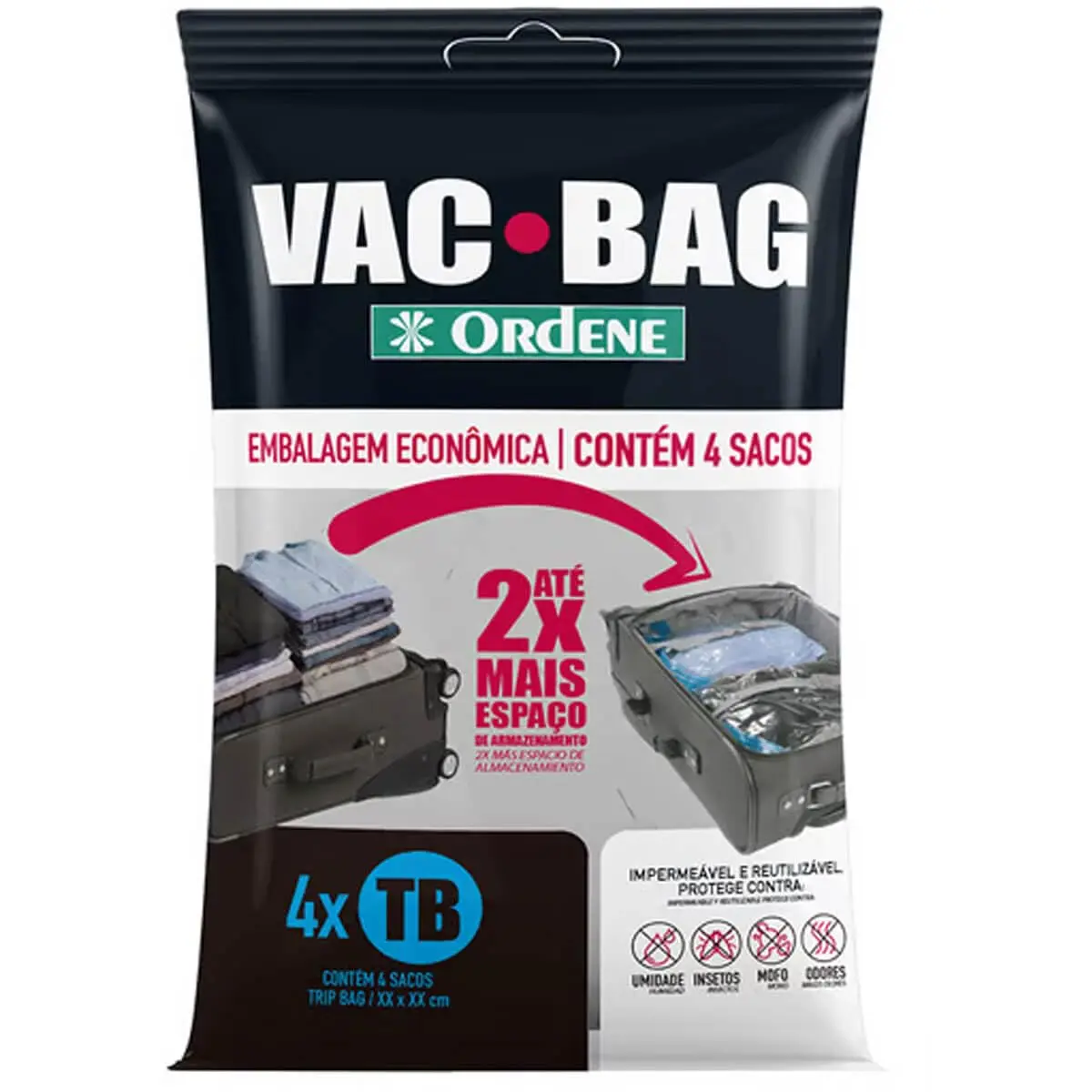 Ordene - Conjunto de Sacos à Vácuo para Armazenamento, Com 4 Sacos Trip, Linha Vac Bag