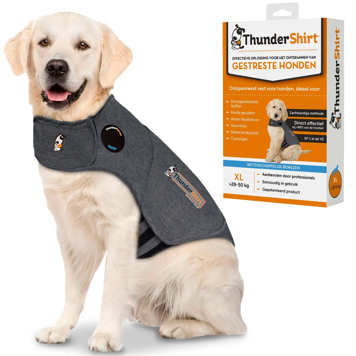 Colete Calmante para Cães ThunderShirt, Tamanho GG, Cinza Mesclado | Clássico, Alívio da Ansiedade