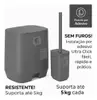 Kit Banheiro Lixeira e Escova Sem Furo Cinza Escuro - 1