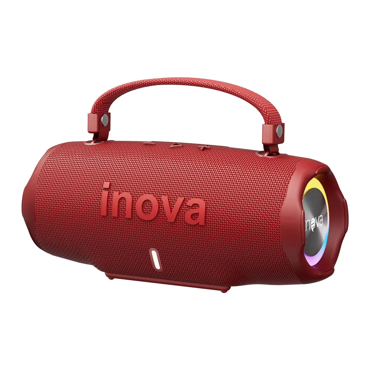 INAVA Caixa de Som Bluetooth 5.4 com Música 12 Horas por Dia - Som Estéreo Explosivo, Luzes RGB Coloridas, Impermeável IPX6 - Sua Companheira Perfeita para Praia, Acampamento e Festas (Vermelho)