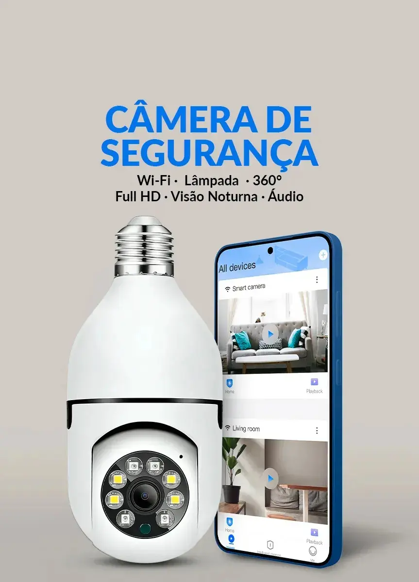 Câmera Lâmpada IP Wi-Fi Raytechno Full HD 1080p com Visão Noturna e Sensor de Movimento - 1