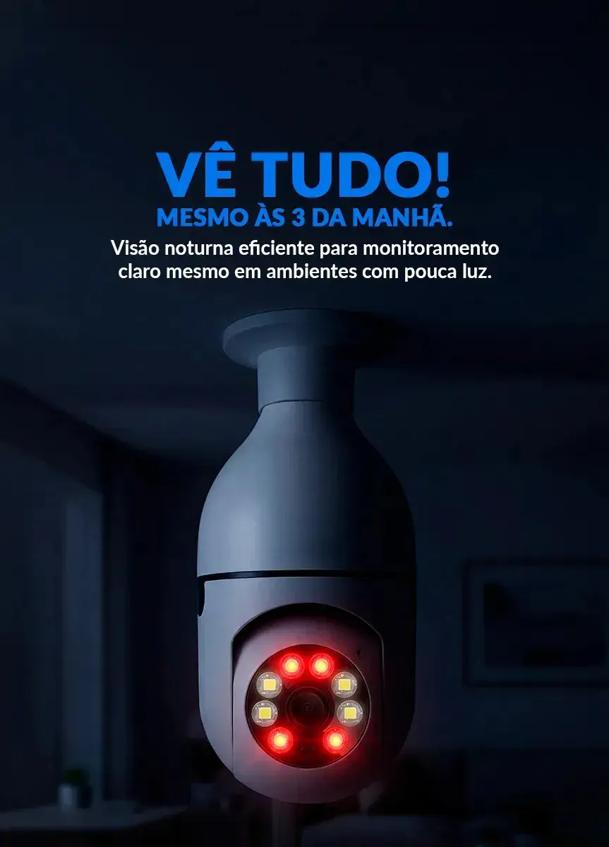 Câmera Lâmpada IP Wi-Fi Raytechno Full HD 1080p com Visão Noturna e Sensor de Movimento thumbnail 2