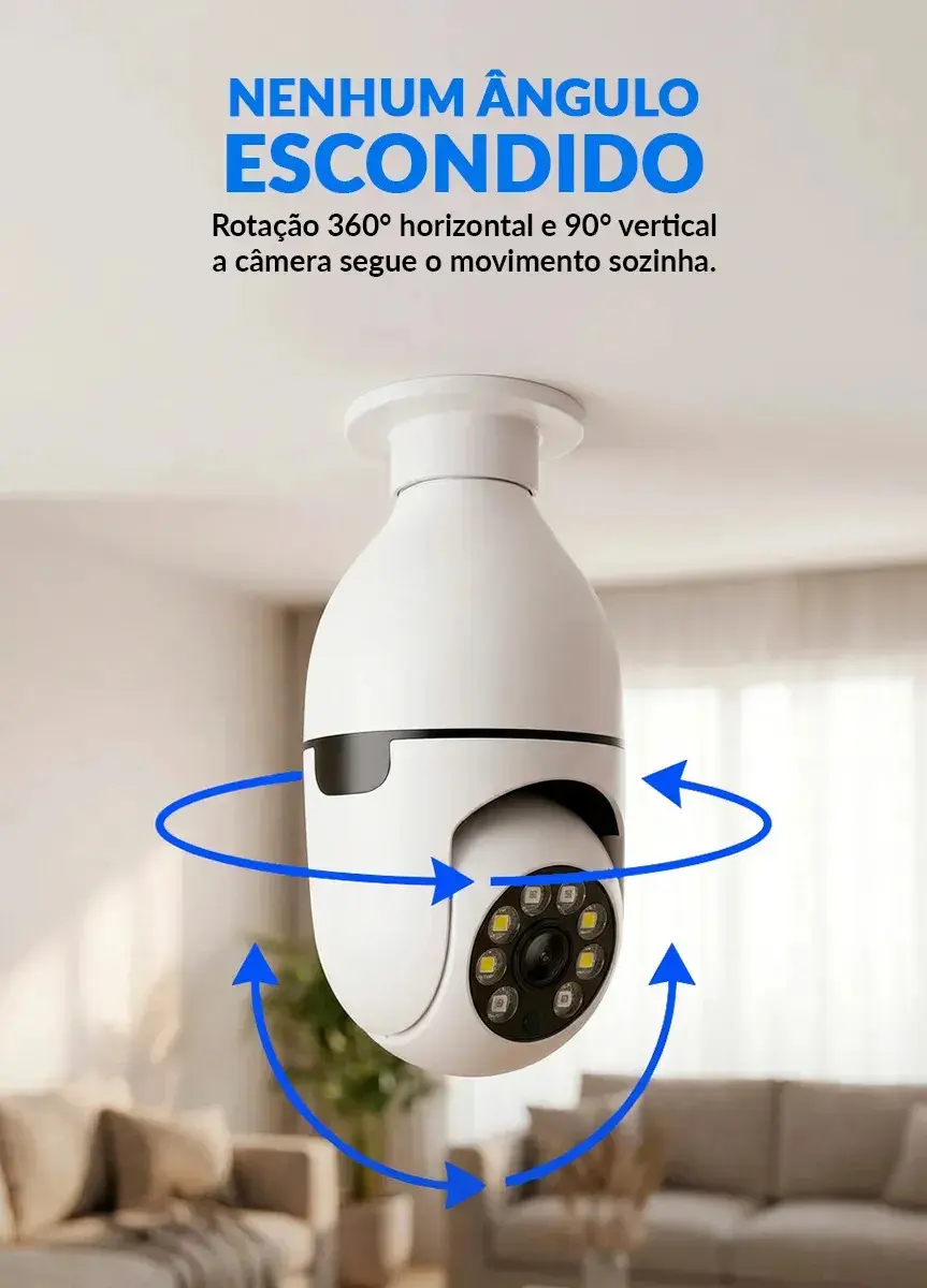 Câmera Lâmpada IP Wi-Fi Raytechno Full HD 1080p com Visão Noturna e Sensor de Movimento thumbnail 5