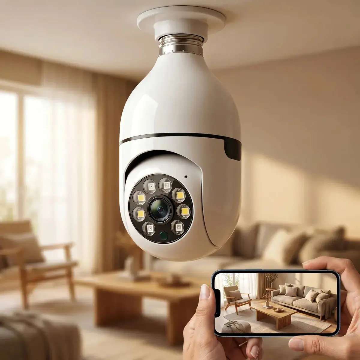 Câmera Lâmpada IP Wi-Fi Raytechno Full HD 1080p com Visão Noturna e Sensor de Movimento thumbnail 8