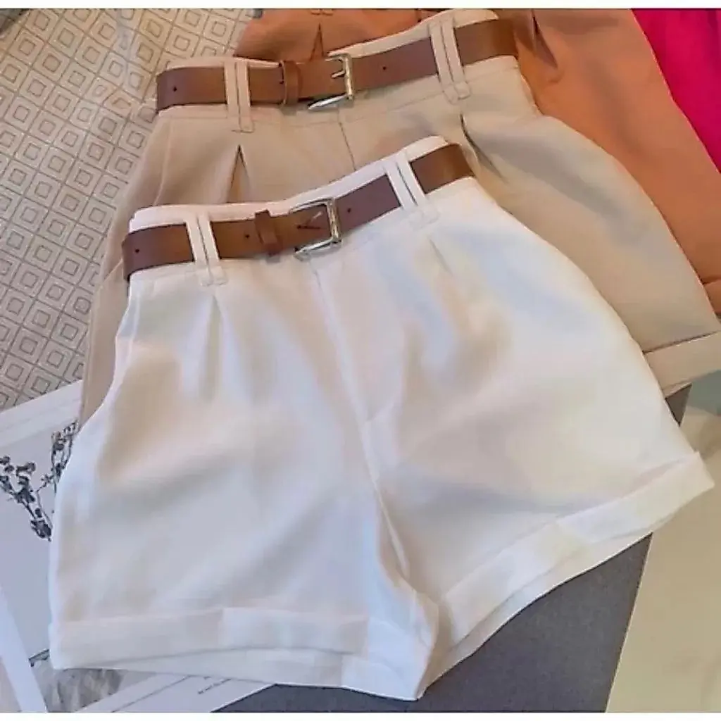 SHORT ALFAIATARIA FEMININO CINTURA ALTA COM BOLSO SOCIAL PROMOÇÃO ENVIO IMEDIATO - 1