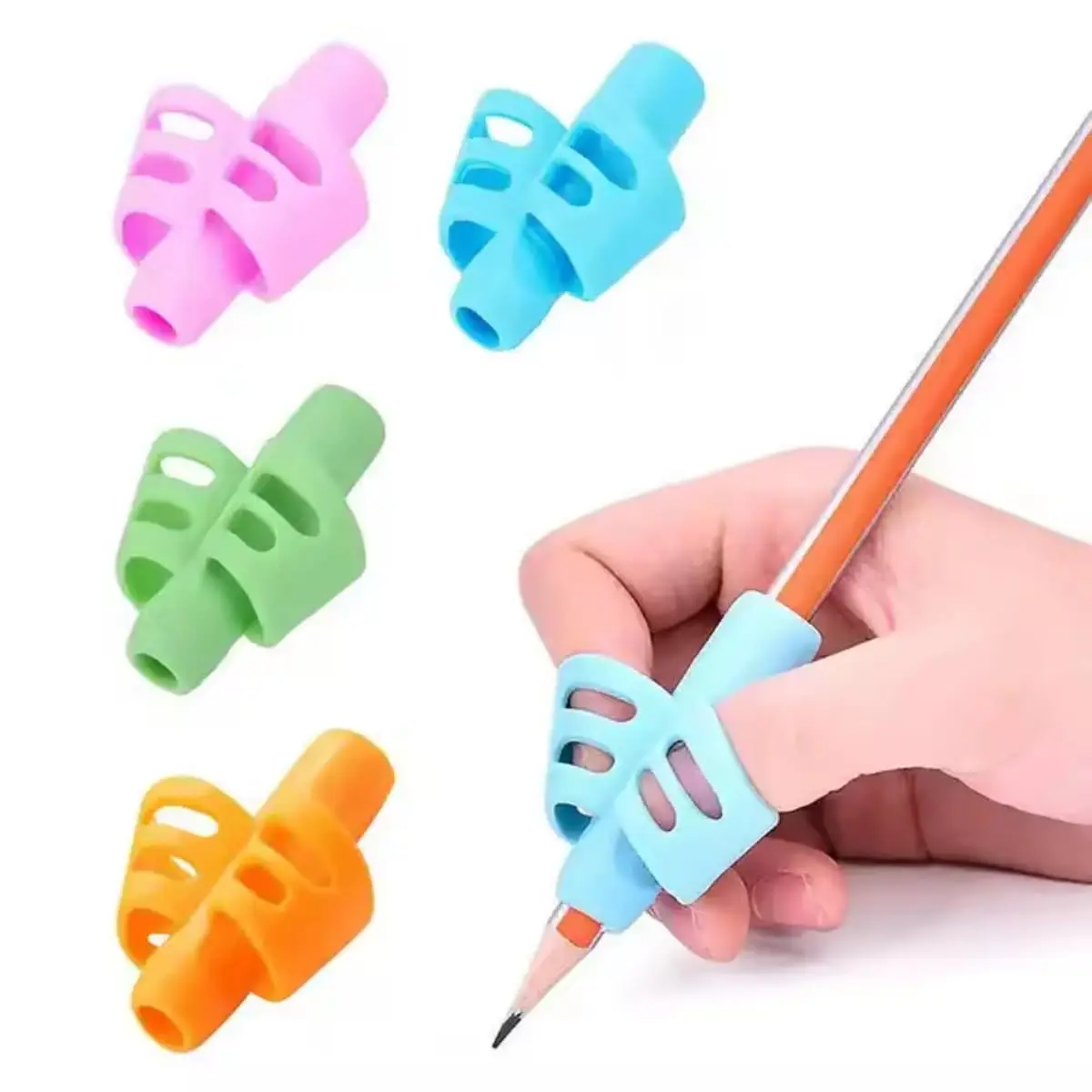 Adaptador De Lápis Apoio Dedos Escrita Ergonômico Kit 4un (Variada)