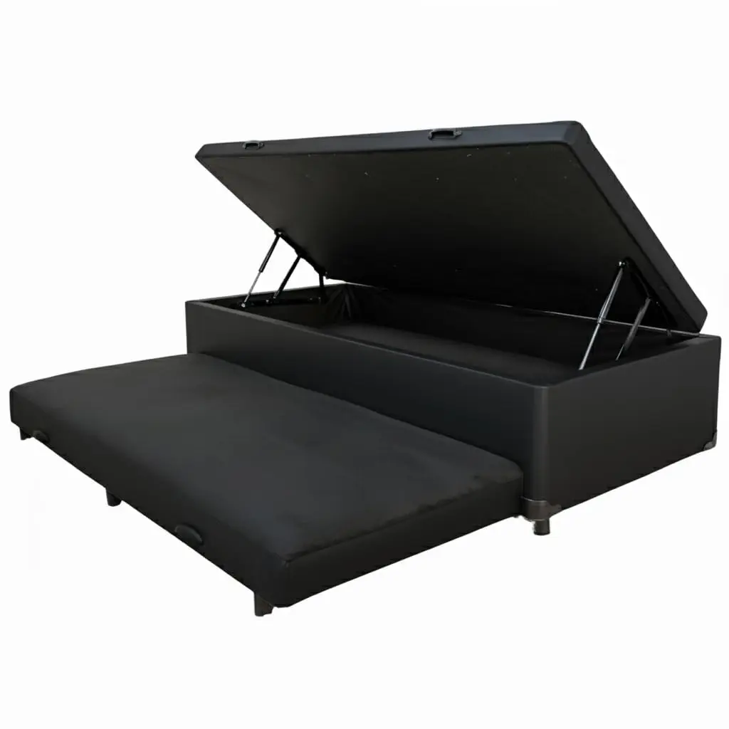 Cama Box Baú Solteiro com Auxiliar Conjugada | Pistão a Gás | Suporta Até 200kg | 188x88x42 | (CORINO PRETO)