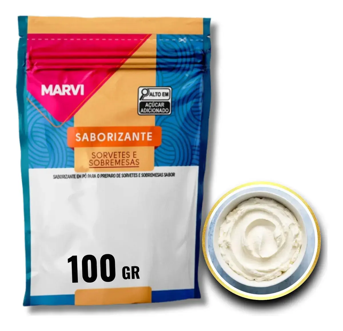 Base saborizante NATA ESPECIAL em pó p/ Sorvetes e Sobremesas 100Gr - Marvi