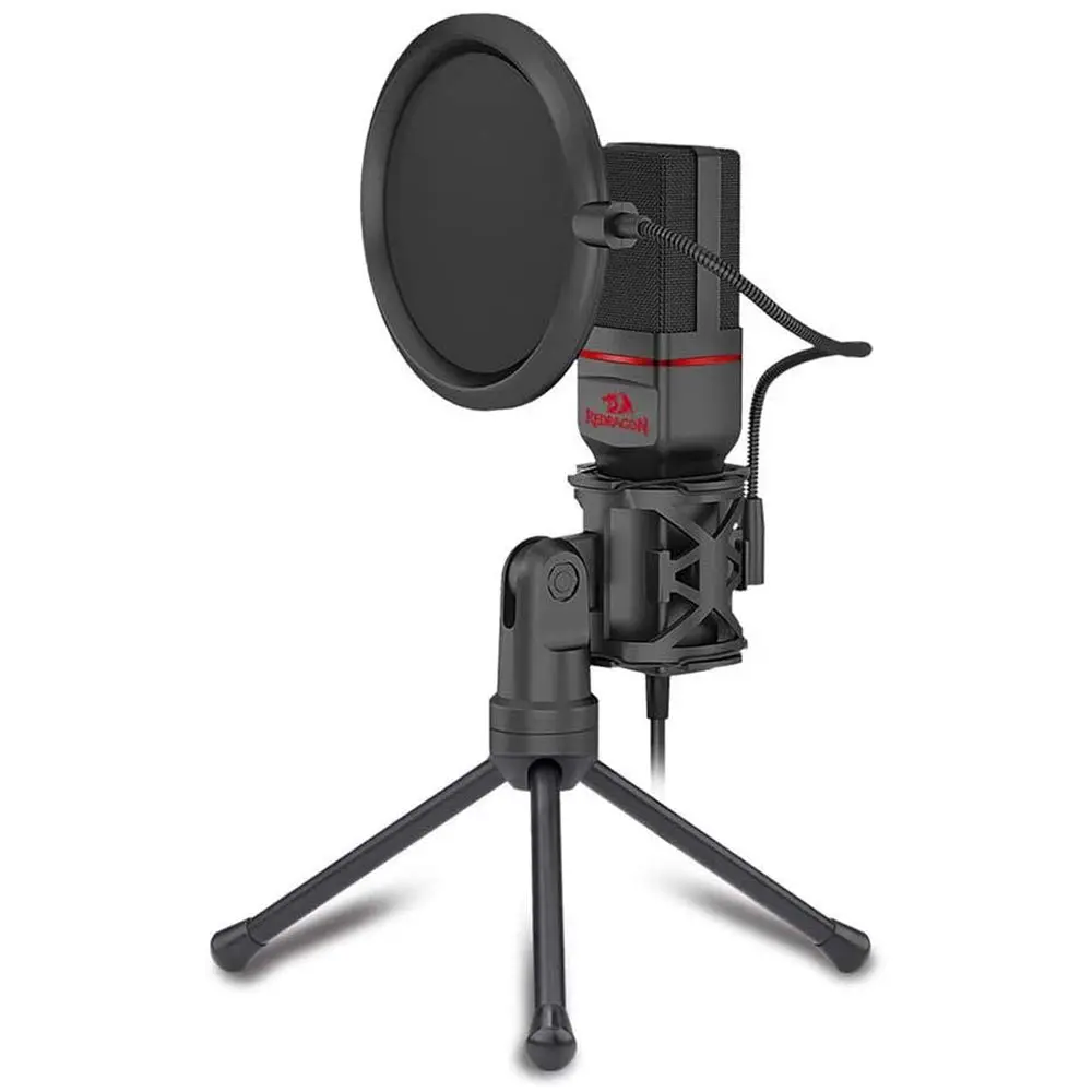Microfone Gamer Profissional Redragon Seyfert Conector Padrão P2 Com Tripé e Pop Filter - GM100