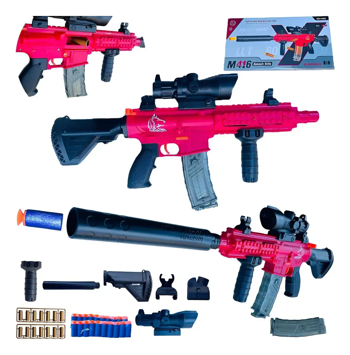 Fuzil Arma De Brinquedo Com Dardos E Capsulas Nerf Rifle Cor Vermelho - 1