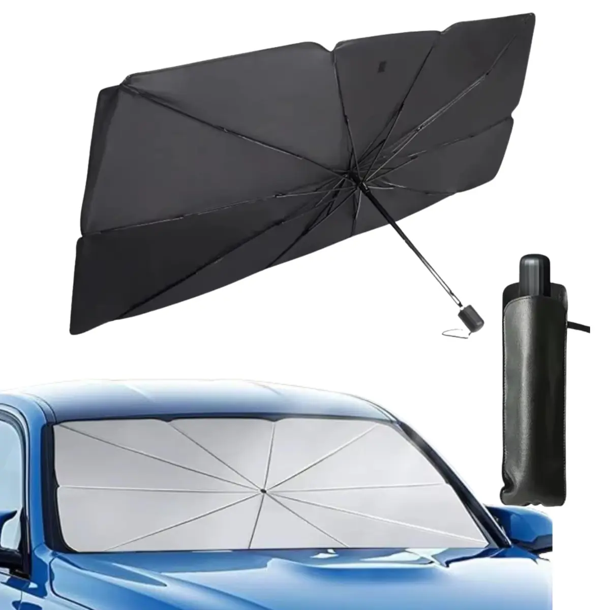 Protetor Solar Para-brisa Carro, Quebra Sol Portátil para Carro, Proteção Térmica UV, Guarda Sol Dobrável com Isolamento Térmico, Retrátil, Protetor Térmico Refletido, Preto, AVIBES