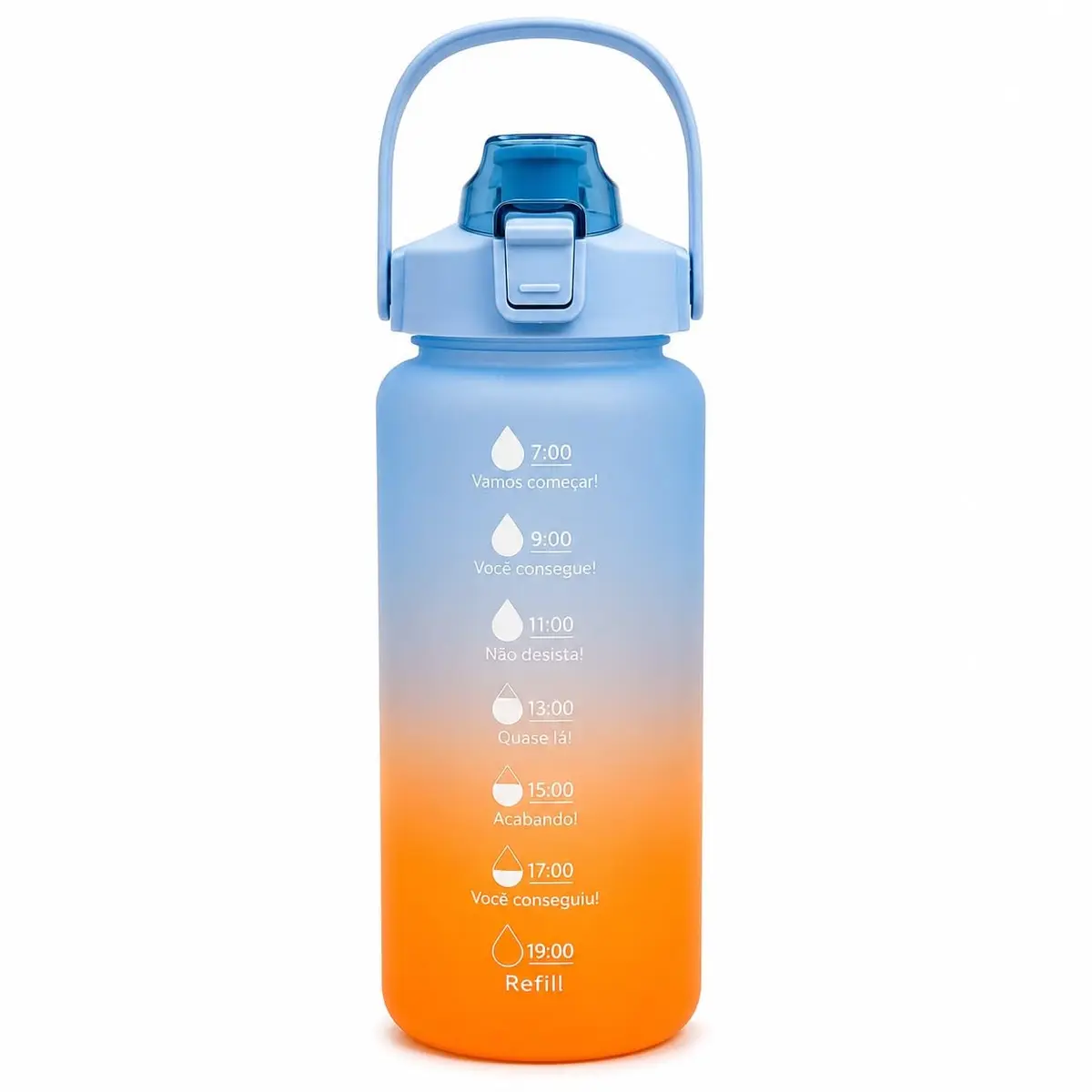 Garrafa Squeeze 2 Litros com Marcador Motivacional (Azul e Laranja) - 1
