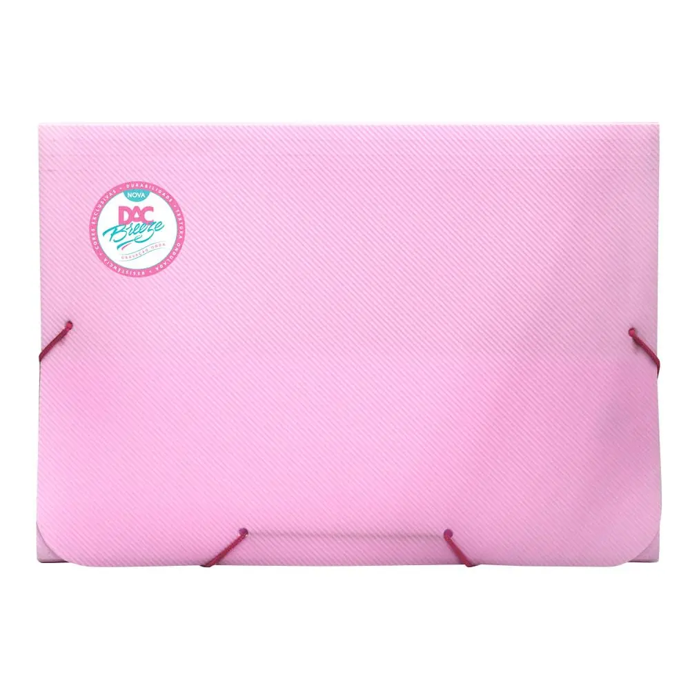 Pasta Sanfonada Plastica A4 12 divisões Breeze Rosa Pastel, Dac, 811PPRS, Rosa - 1