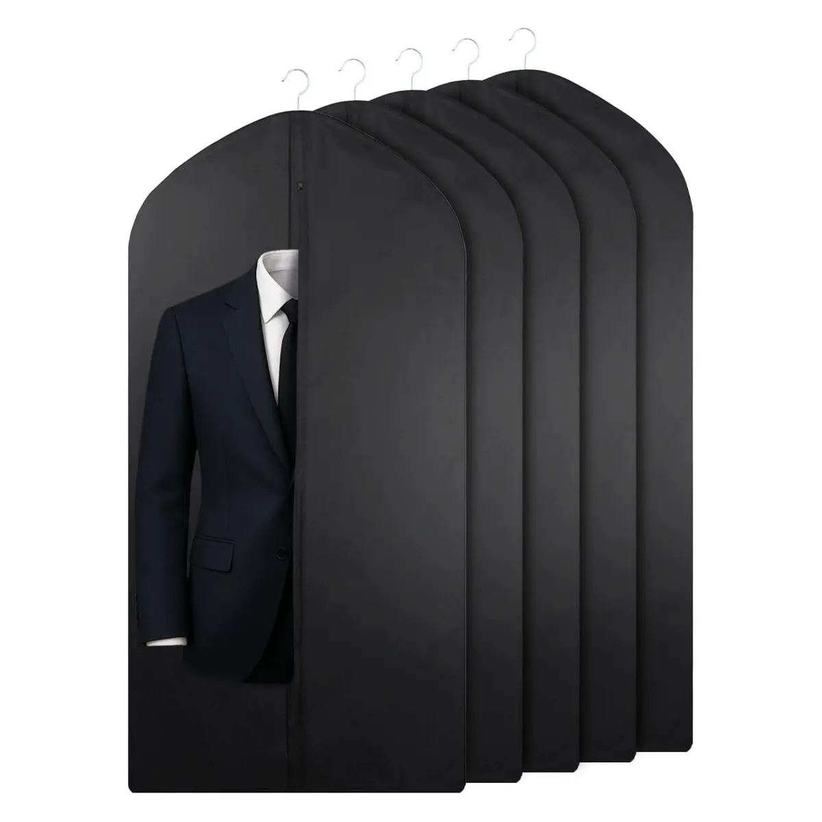 Kit 5 Porta Terno com Zíper em Tnt Preto para Organização e Proteção contra Poeira