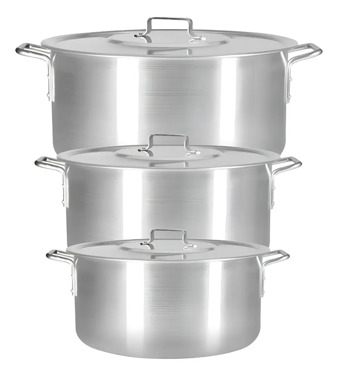 Kit 3 Panelas Feijoada Caldo Alumínio 23 cm 25 cm 27 cm