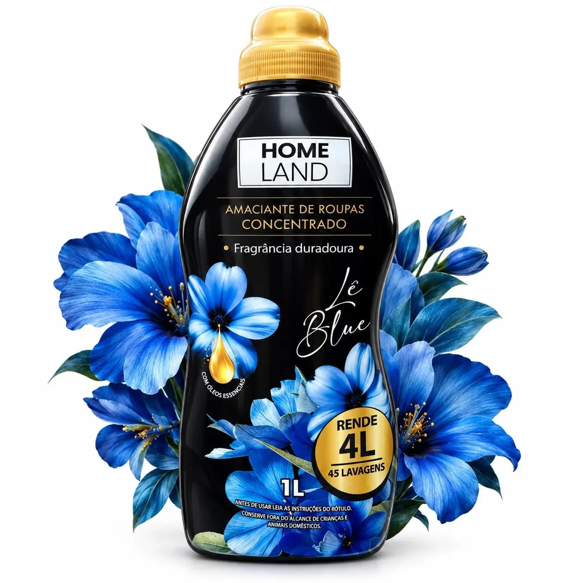 Amaciante de Roupas Concentrado 1L Lê Blue Rende 4L