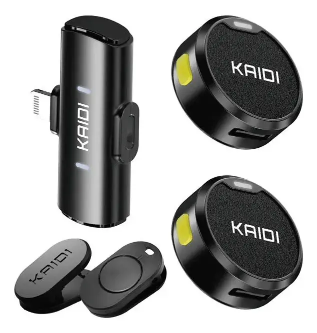 Microfone Sem Fio Lapela KAIDI KMF4-A Imã Duplo Anti Ruído para Iphone 11 12 13 14 - 1