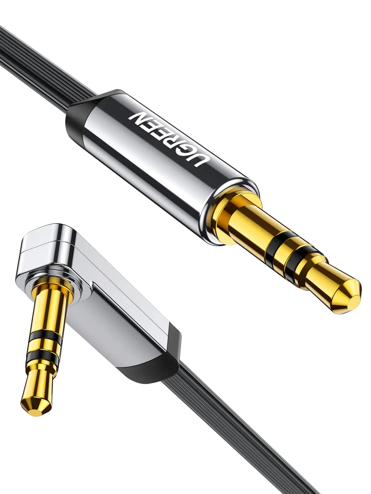 UGREEN Cabo P2 Auxiliar de Áudio 3,5mm 90 Graus Ângulo Reto 0.5M | Banhados a Ouro Compatível com Beats iPhone iPod iPad Tablets - 1