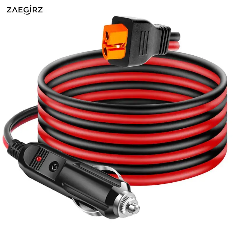 12AWG 1.5m/5FT XT60i para cabo de isqueiro de carro para Ecoflow Delta/River Anker SOLIX ALLPOWERS R600 BLUETTI AC2A/AC70/EB55