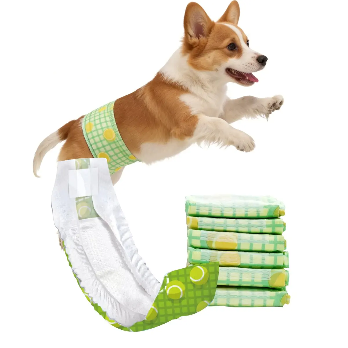 Fraldas para Cães Machos, Fraldas Descartáveis Antiderrapantes para Cães Machos, Superabsorventes para Filhotes, com Indicador de Umidade, 12 Unidades (M) - 1