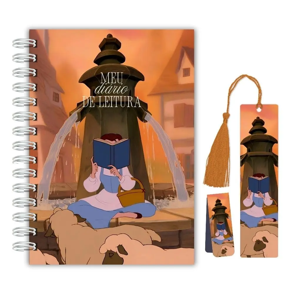 Planner Diário de Leitura – A bela e a fera | Capa Dura com Marcador Tassel + Marcador Magnético (Capa Cena do Filme) - 1