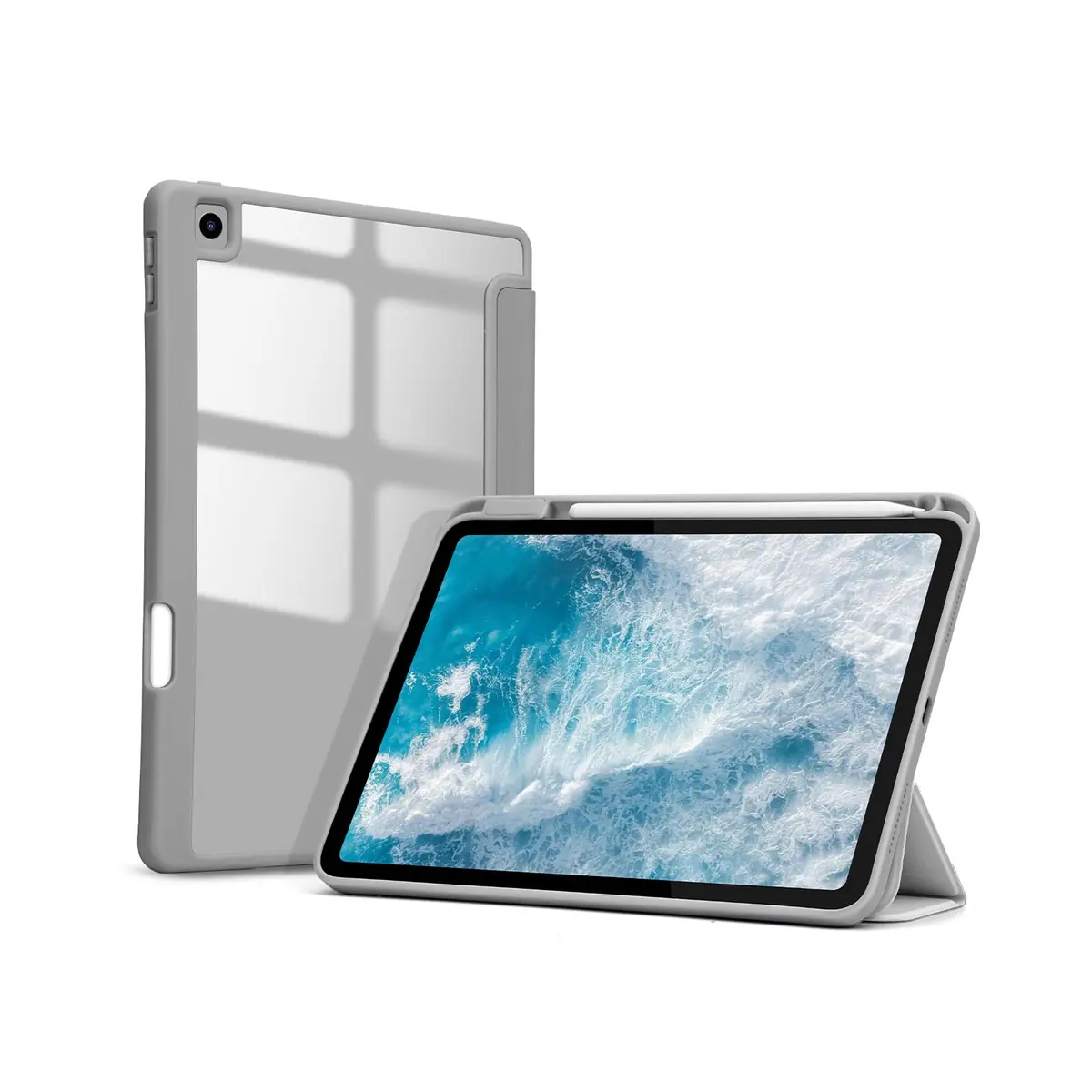 Capa Protetora 3 em 1 para iPad Air 11" (2026 M4/2025 M3/2024 M2/2022/2020) e iPad Pro 11" (1ª-4ª Geração), Slot Caneta, Anti-choque, Fechamento Magnético (Cinza).
