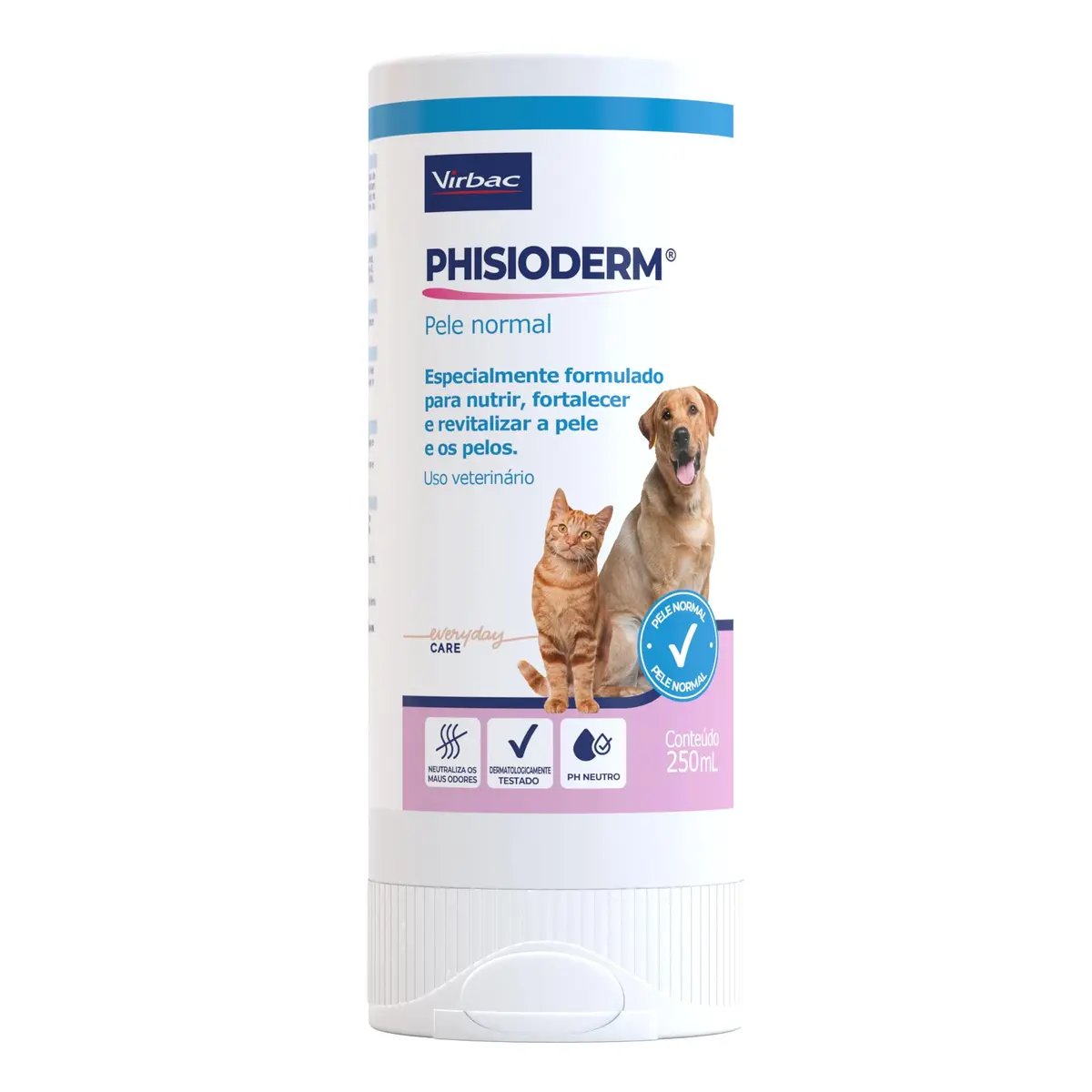 Virbac Phisioderm Shampoo Pele Normal para Cães e Gatos 250 mL | Limpeza Regular, Shampoo, Cães, Cachorro, Virbac, Gatos - 1