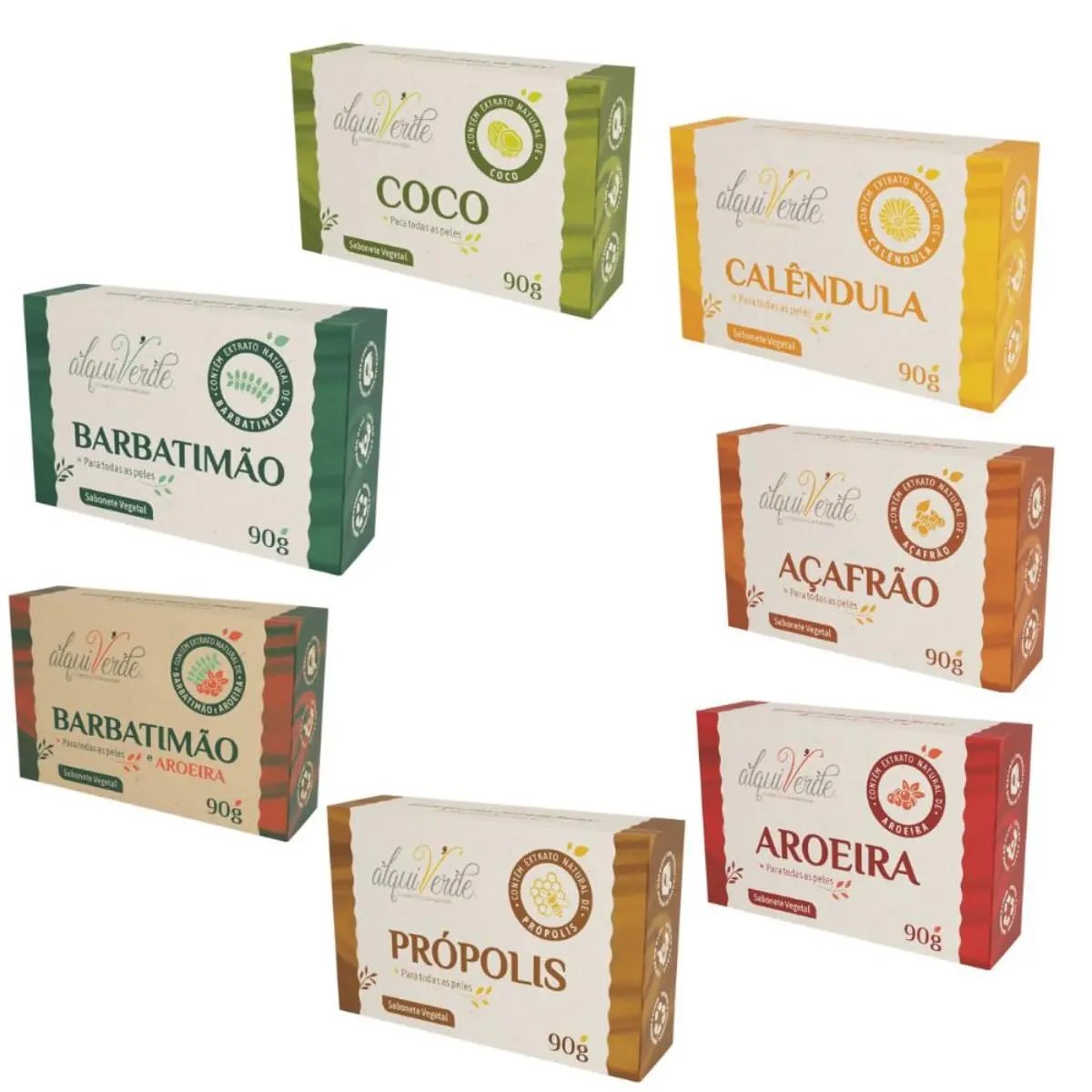 Kits com Sabonetes Naturais em Barra para Higiene, Hidratação e Cuidados da Pele (Kit 7 - Todos os Aromas)