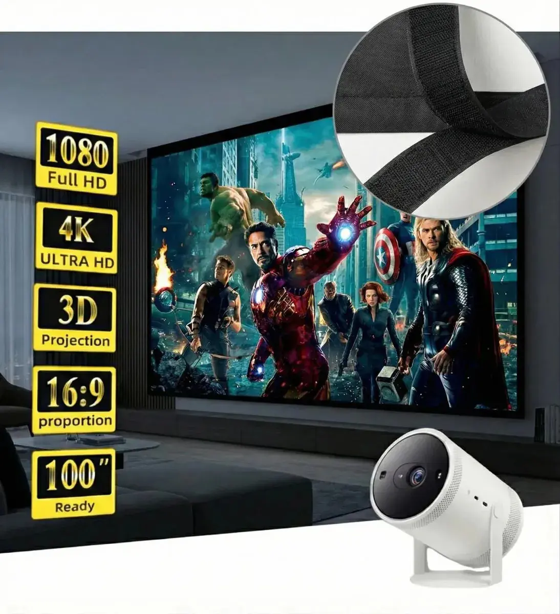 Tela Para Projetor 100 Polegadas Lagostini Branca Sem Bordas Dobrável Full Hd 4k Cinema Em Casa Datashow Projeção Interna Externa - 1