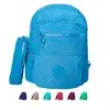 Mochila Escolar Viagem Unissex Reforçada Com Estojo Cor Azul Desenho Do Tecido Lisa - 1