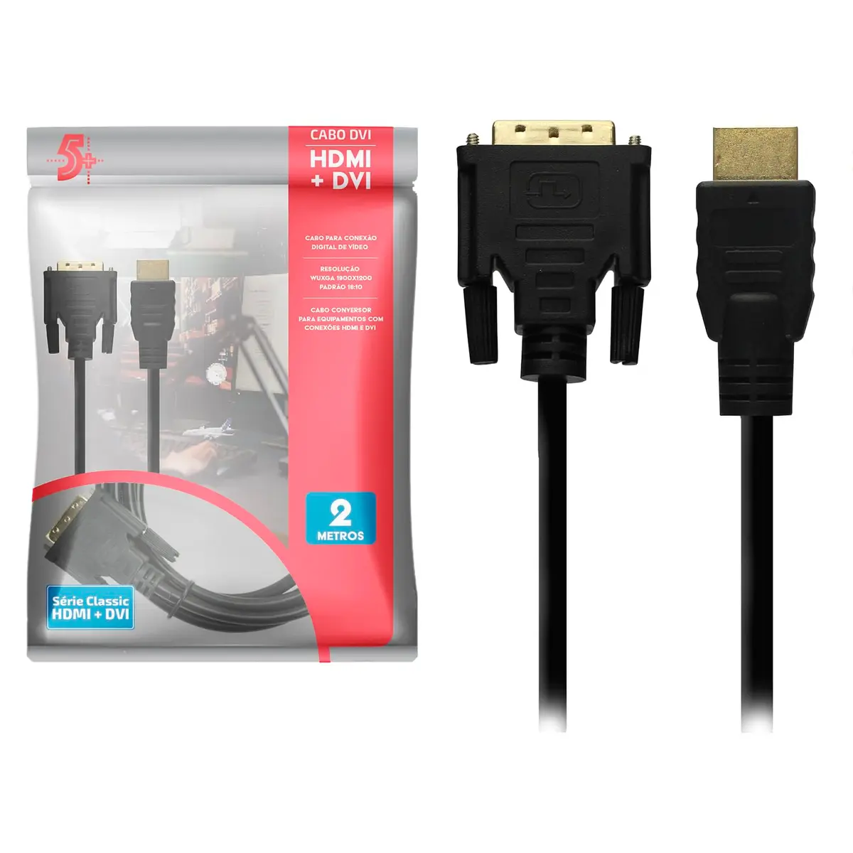 5+ Cabo DVI + HDMI 2 Metros DVI 24+1