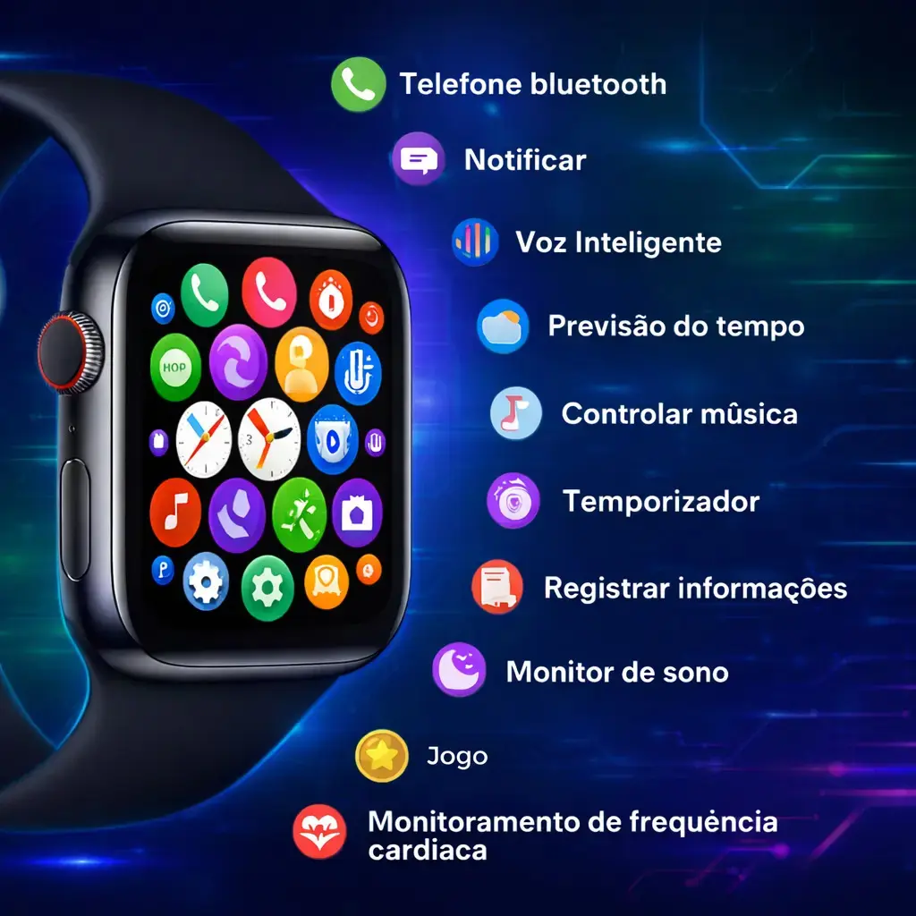 Smartwatch S10 Série 10 Relógio Digital Masculino Feminino Resistente A Agua Caixa Preta Com 2 Pulseiras Smartwatch Completo Compatível Android E Ios Monitor Atividades 3 Tech Preto Liso thumbnail 2