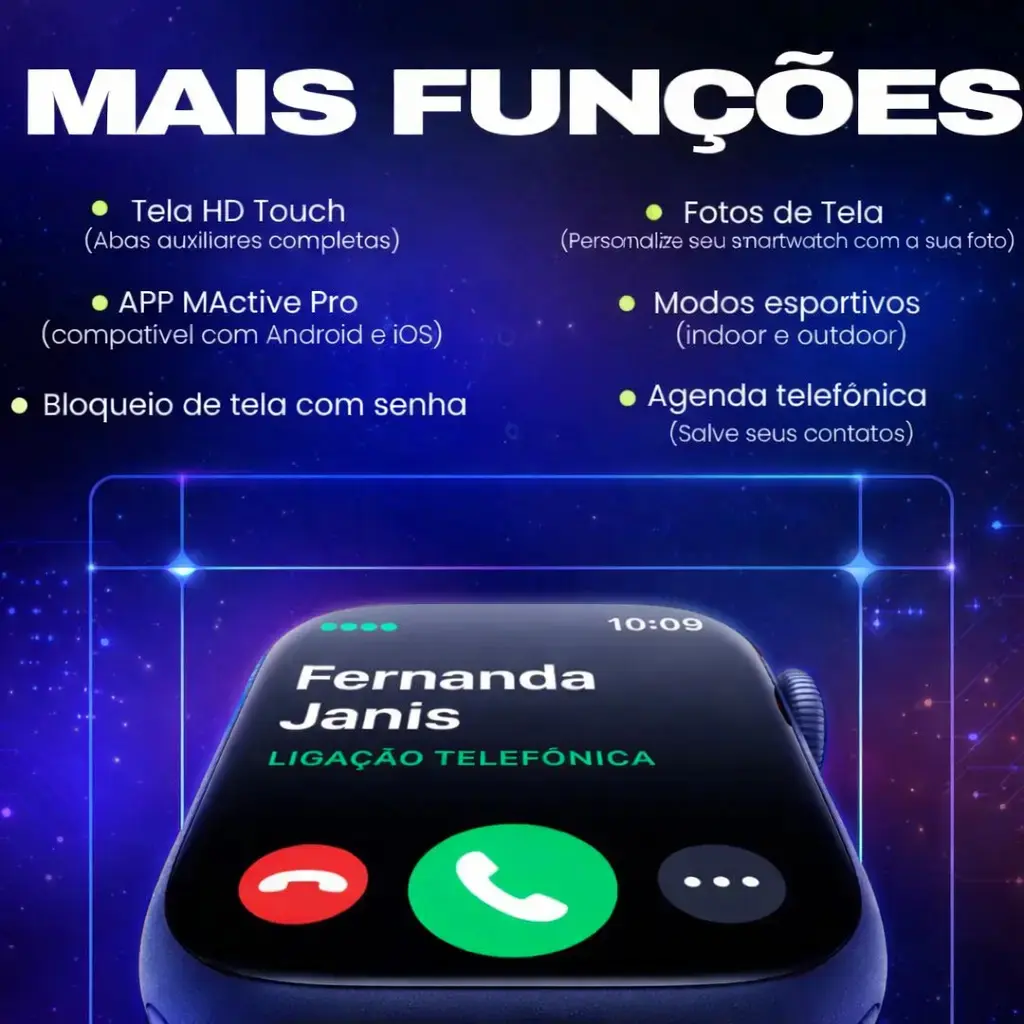 Smartwatch S10 Série 10 Relógio Digital Masculino Feminino Resistente A Agua Caixa Preta Com 2 Pulseiras Smartwatch Completo Compatível Android E Ios Monitor Atividades 3 Tech Preto Liso thumbnail 4