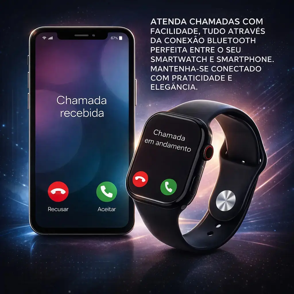 Smartwatch S10 Série 10 Relógio Digital Masculino Feminino Resistente A Agua Caixa Preta Com 2 Pulseiras Smartwatch Completo Compatível Android E Ios Monitor Atividades 3 Tech Preto Liso thumbnail 5
