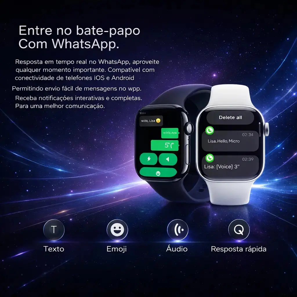 Smartwatch S10 Série 10 Relógio Digital Masculino Feminino Resistente A Agua Caixa Preta Com 2 Pulseiras Smartwatch Completo Compatível Android E Ios Monitor Atividades 3 Tech Preto Liso thumbnail 7