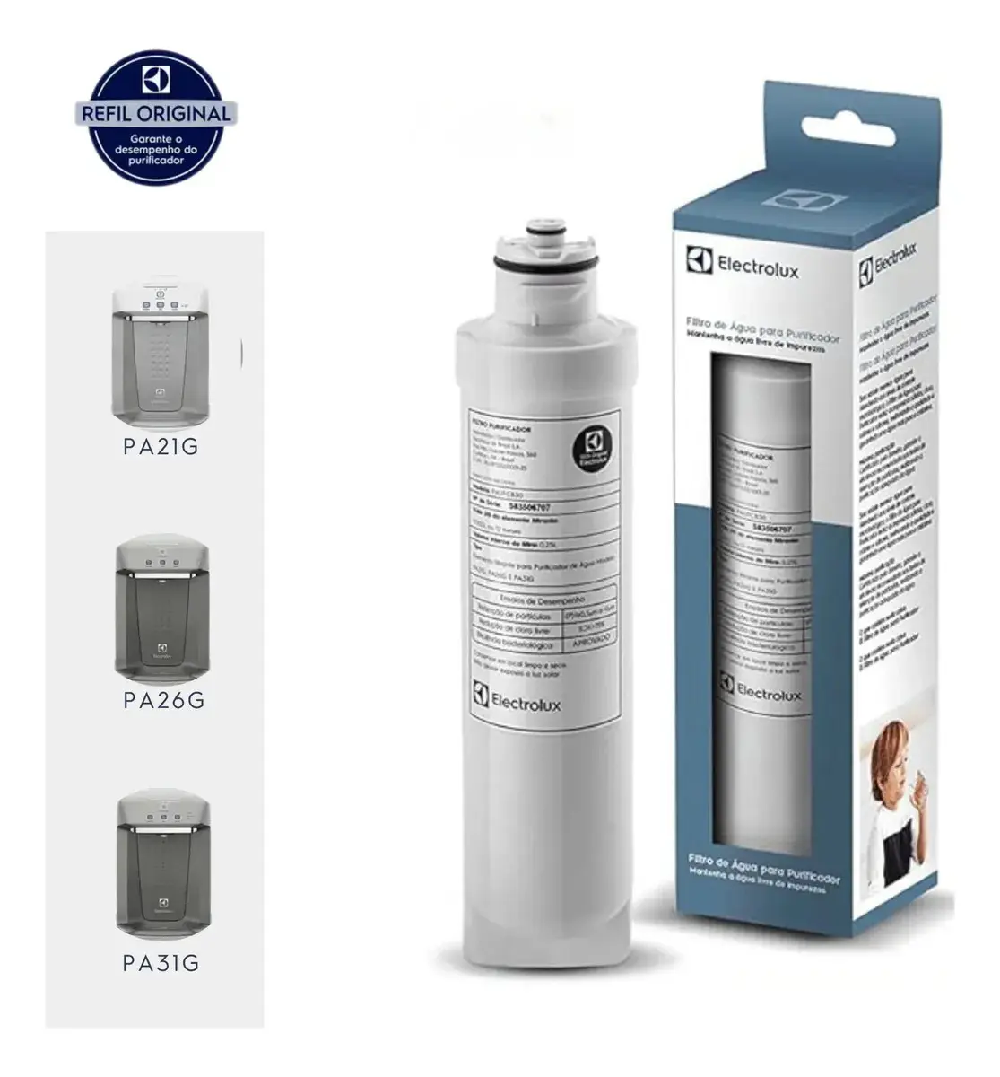 Electrolux Filtro de Água Refil para Purificador Acqua Clean - Modelos PA21G, PA26G, PA31G, Refil Duração 12 Meses ou 3000L - 1