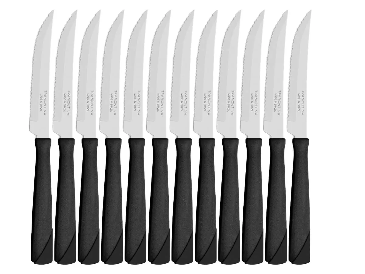 Conjunto de Facas para Churrasco Tramontina New Kolor com Lâminas em Aço Inox e Cabos de Polipropileno Preto 12 Peças - 1