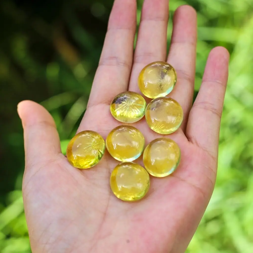 Gemas de Vidro Decorativas 300g para Artesanato Aquário Terrário DIY (Amarelo)