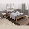 Cama de Casal Grande 196 cm Com Cabeceira Quarto Adulto Amêndoa Marrom Madeira Branco - 1