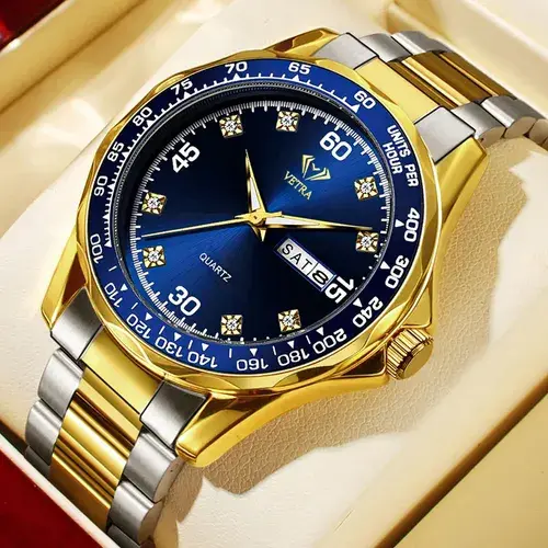 Vetra Relógio Masculino Relogio A Prova D'água Aço Azul B503