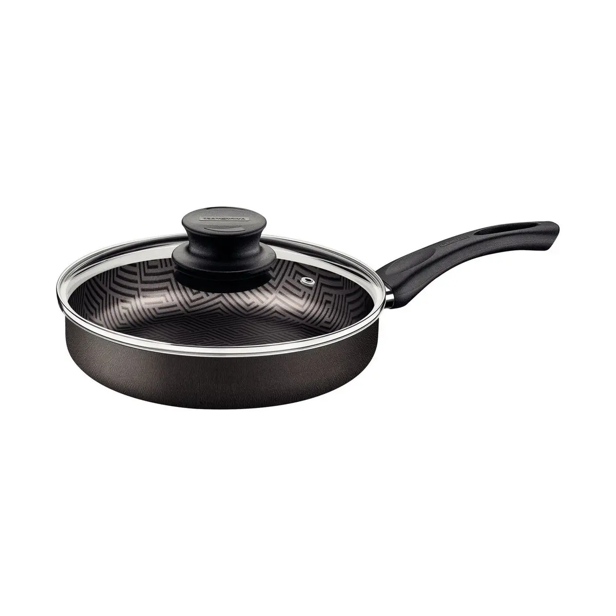 Frigideira Reta Tramontina Paris em Alumínio com Revestimento Interno e Externo em Antiaderente Starflon Max Chumbo com Tampa de Vidro 22 cm 1,7 L