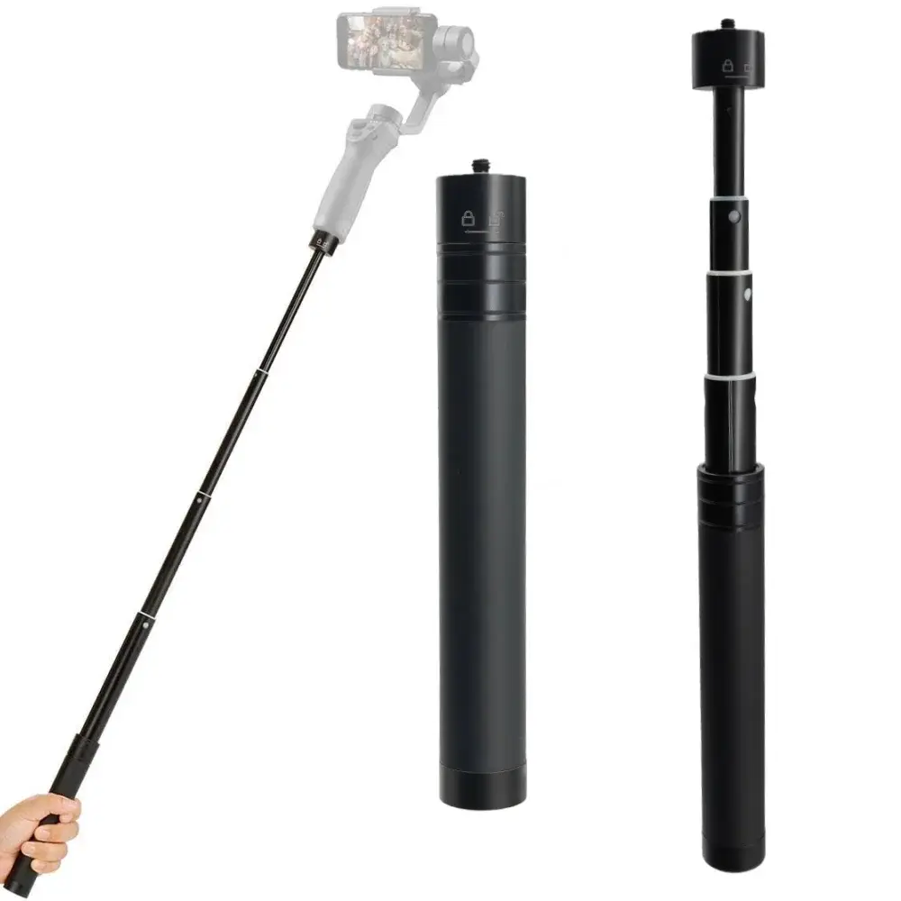 Haste de extensão para estabilizador, comprimento máximo de 73 cm, haste de liga de alumínio com parafuso de 1/4 de polegada para estabilizador de gimbal Zhiyun Feiyu